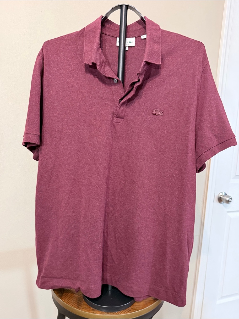 Lacoste Men's 2XL Purple Solid Stretch Knit Golf Polo SS Crocodile Logo